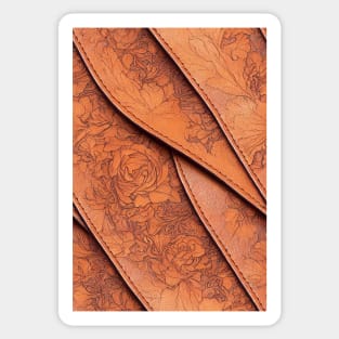 Brown Ornamental Leather Stripes, natural and ecological leather print #69 Sticker